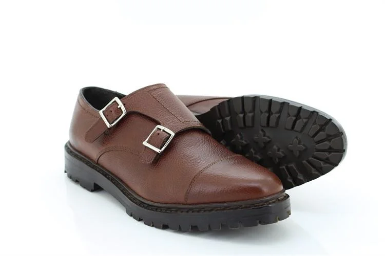 Andrea Ventura scarpe uomo, in pelle marrone con doppia fibbia, suola vibram for Sir Wilson - immagine 3