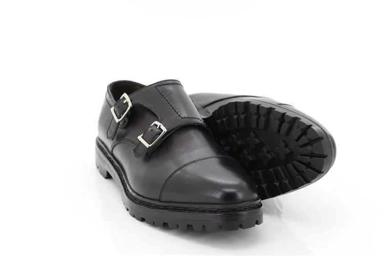 Andrea Ventura scarpe uomo, in pelle nera con doppia fibbia, suola vibram for Sir Wilson - immagine 4