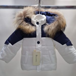 BacettiGiubbotto bambino bicolore con cappuccio in pelliccia art.MO252B2