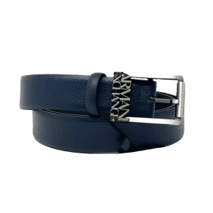 ARMANI CINTURA FIBBIA LOGO BLU/NERO