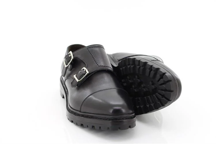 Andrea Ventura scarpe uomo, in pelle nera con doppia fibbia, suola vibram for Sir Wilson - immagine 5