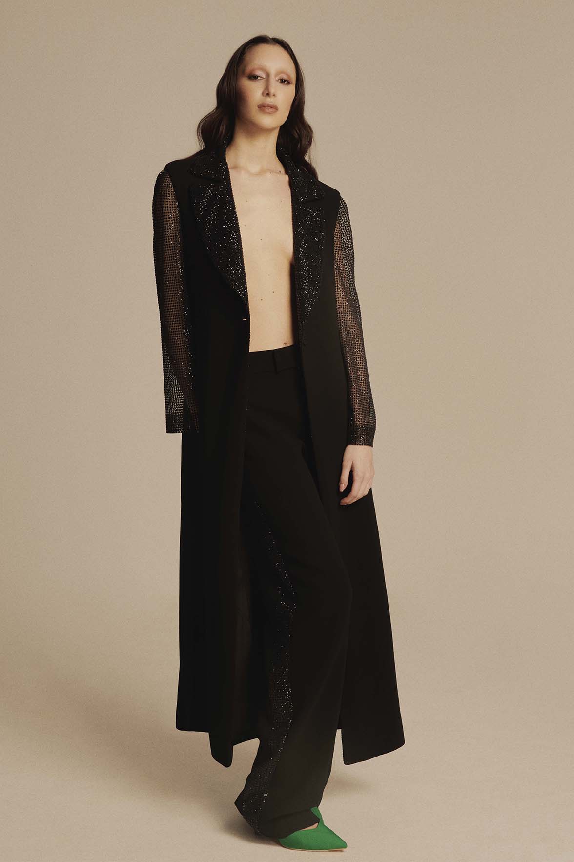 CAPPOTTO LUNGO IN CADY E GLITTER