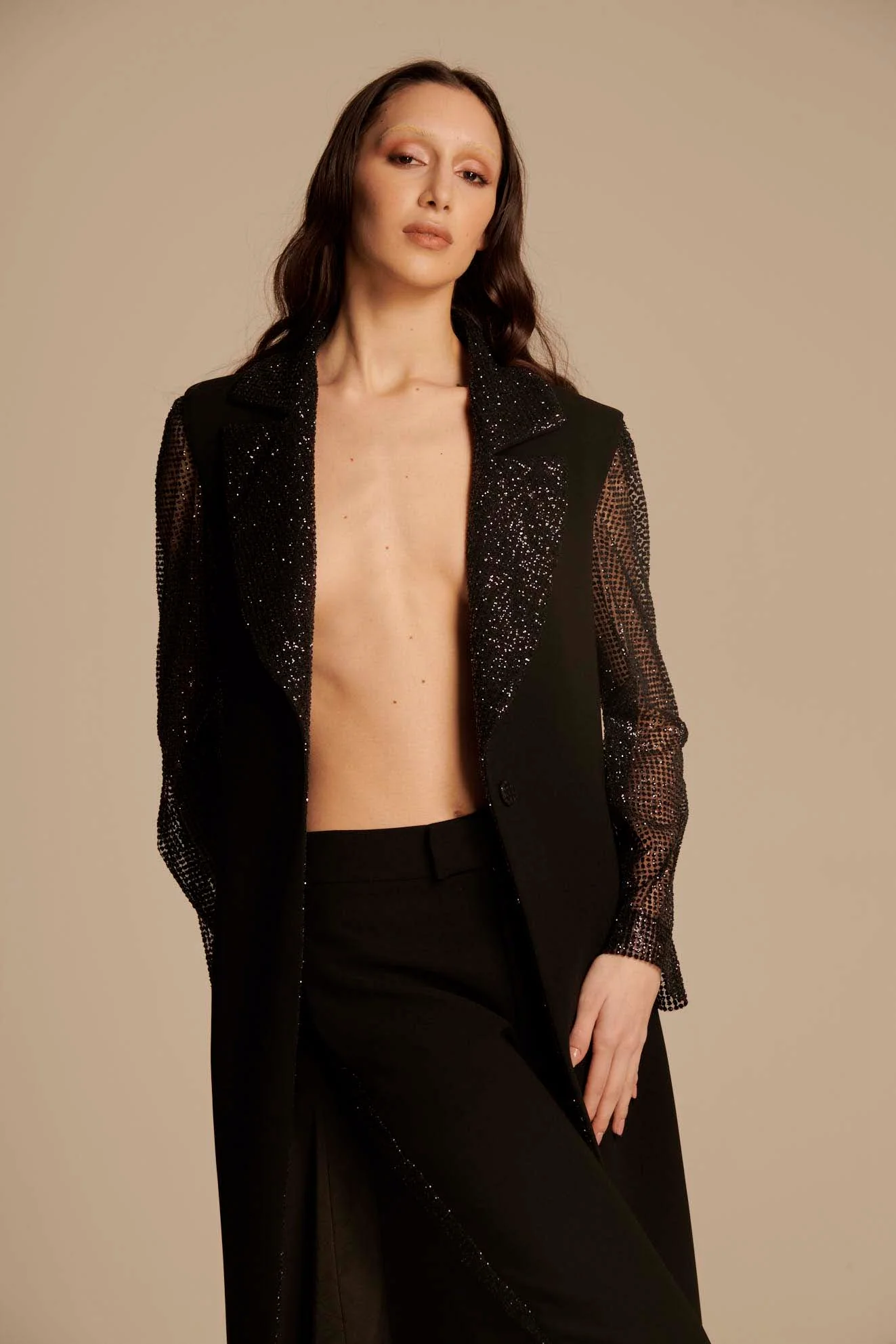 CAPPOTTO LUNGO IN CADY E GLITTER - immagine 3