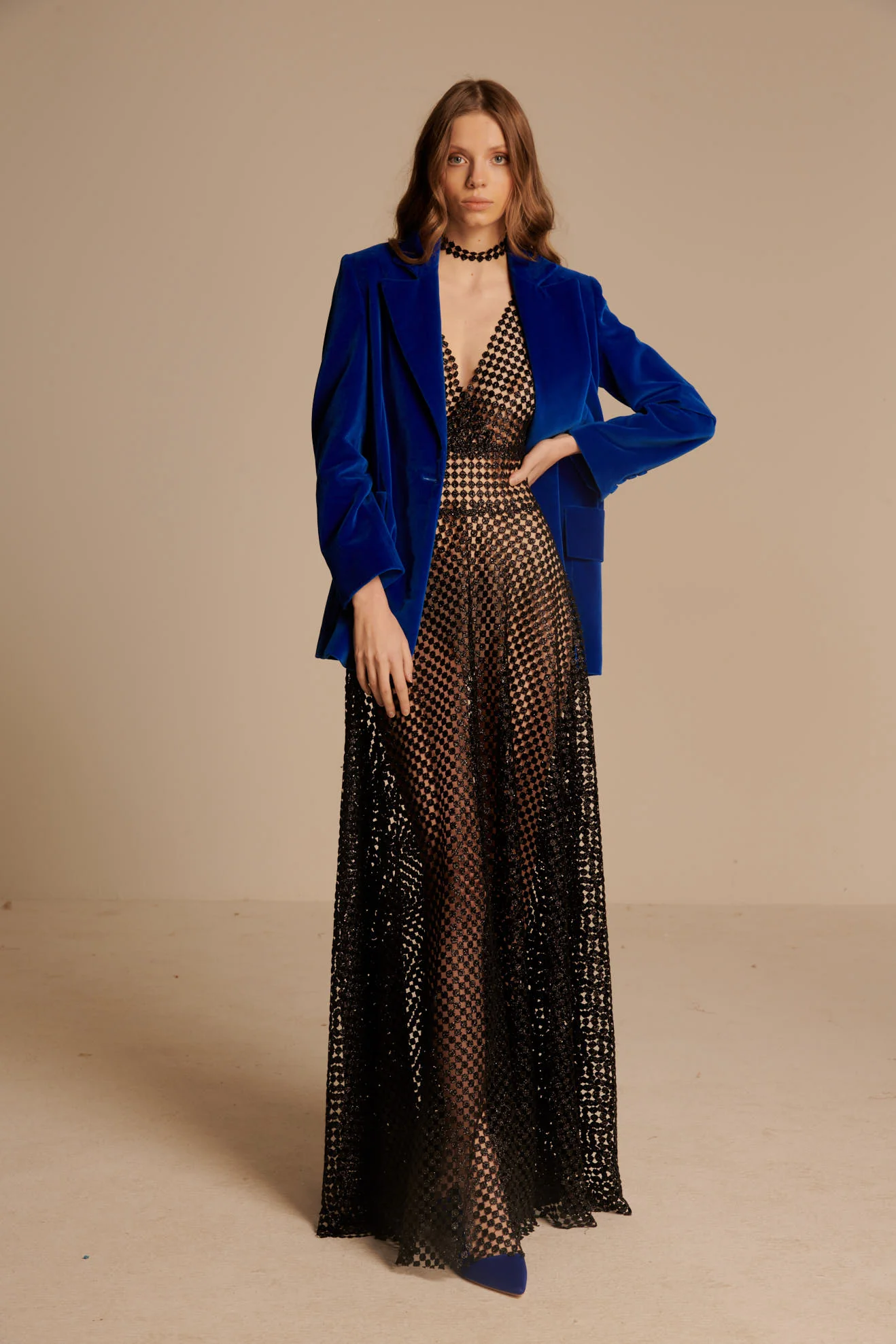 ABITO LUNGO IN MACRAMÉ GLITTER