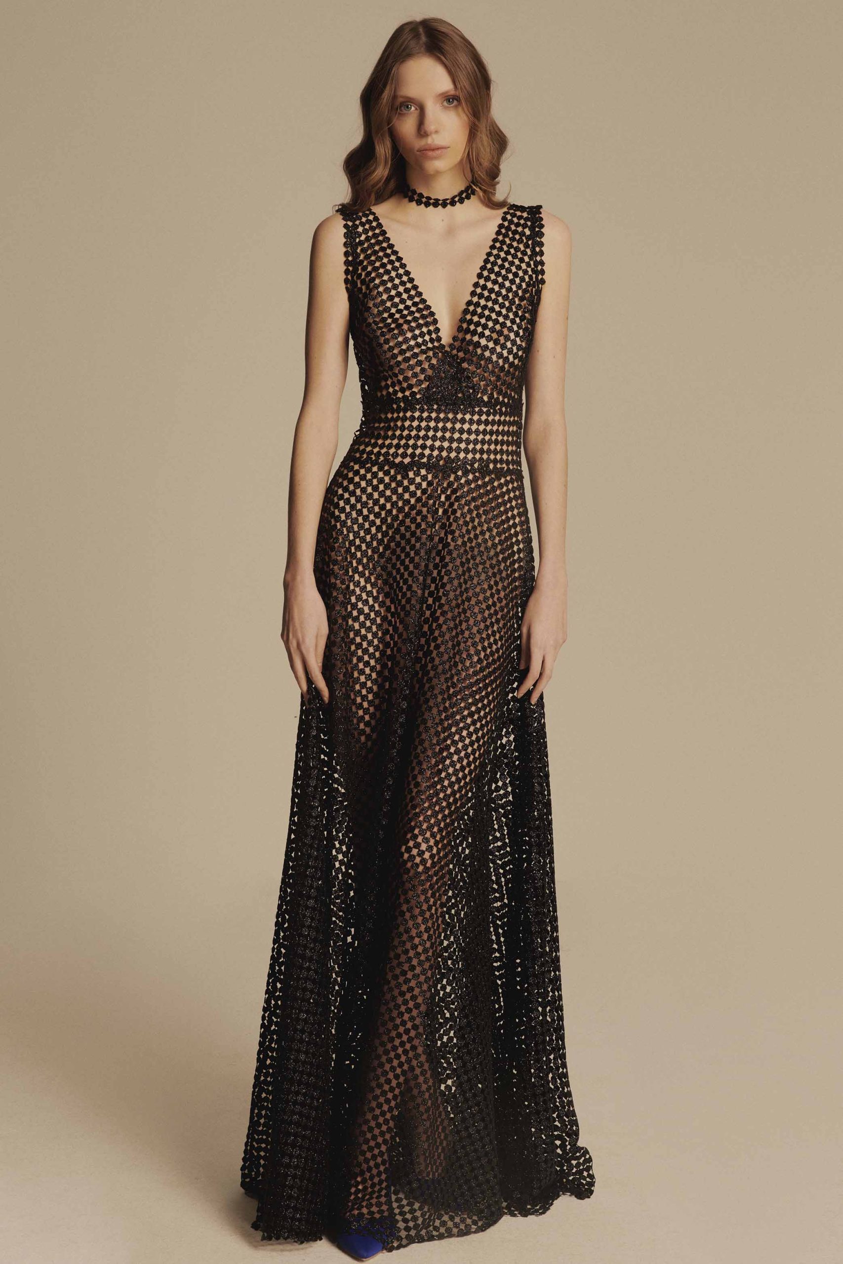 ABITO LUNGO IN MACRAMÉ GLITTER - immagine 3