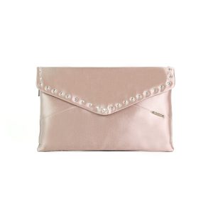 Pochette rosa cipria con swarovski