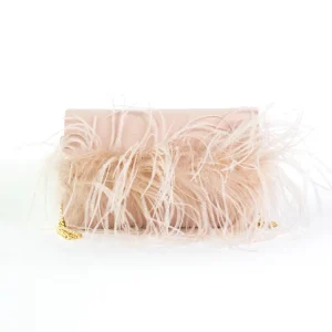 Pochette rosa con piume