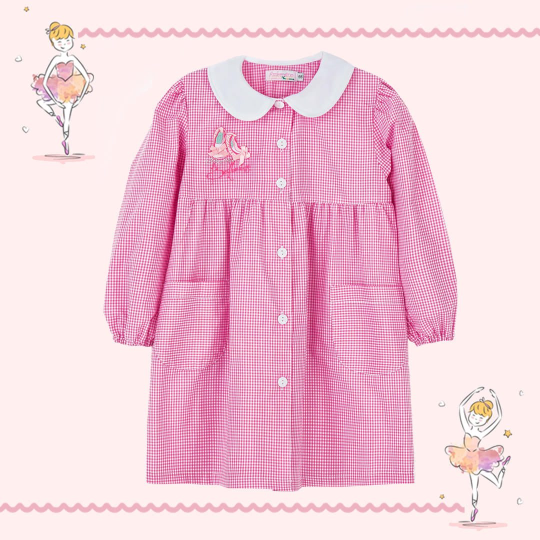 Grembiule bimba quadrettato rosa - immagine 3