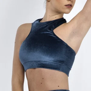 252 - TOP ASIMMETRICO IN VELLUTO ELASTICIZZATO