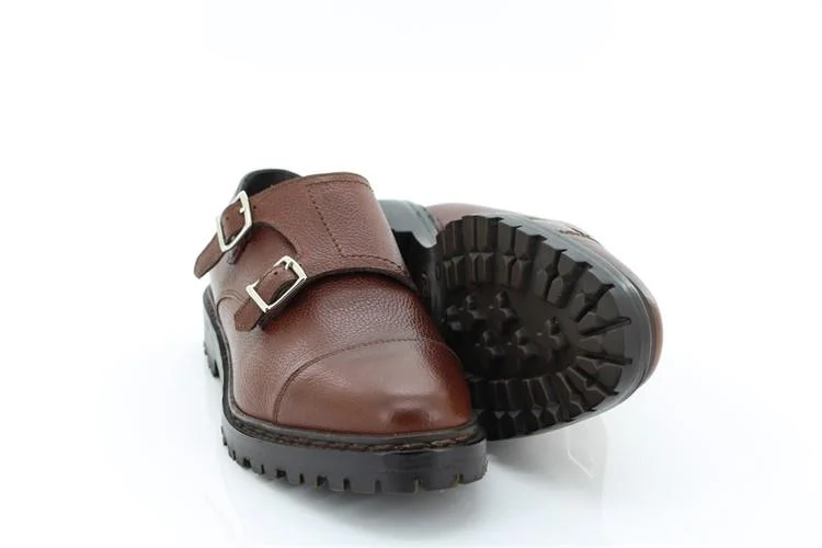 Andrea Ventura scarpe uomo, in pelle marrone con doppia fibbia, suola vibram for Sir Wilson - immagine 6