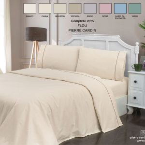 Pierre Cardin ✨️ Completo lenzuola matrimoniale 100% cotone Made in italy (Biscotto)