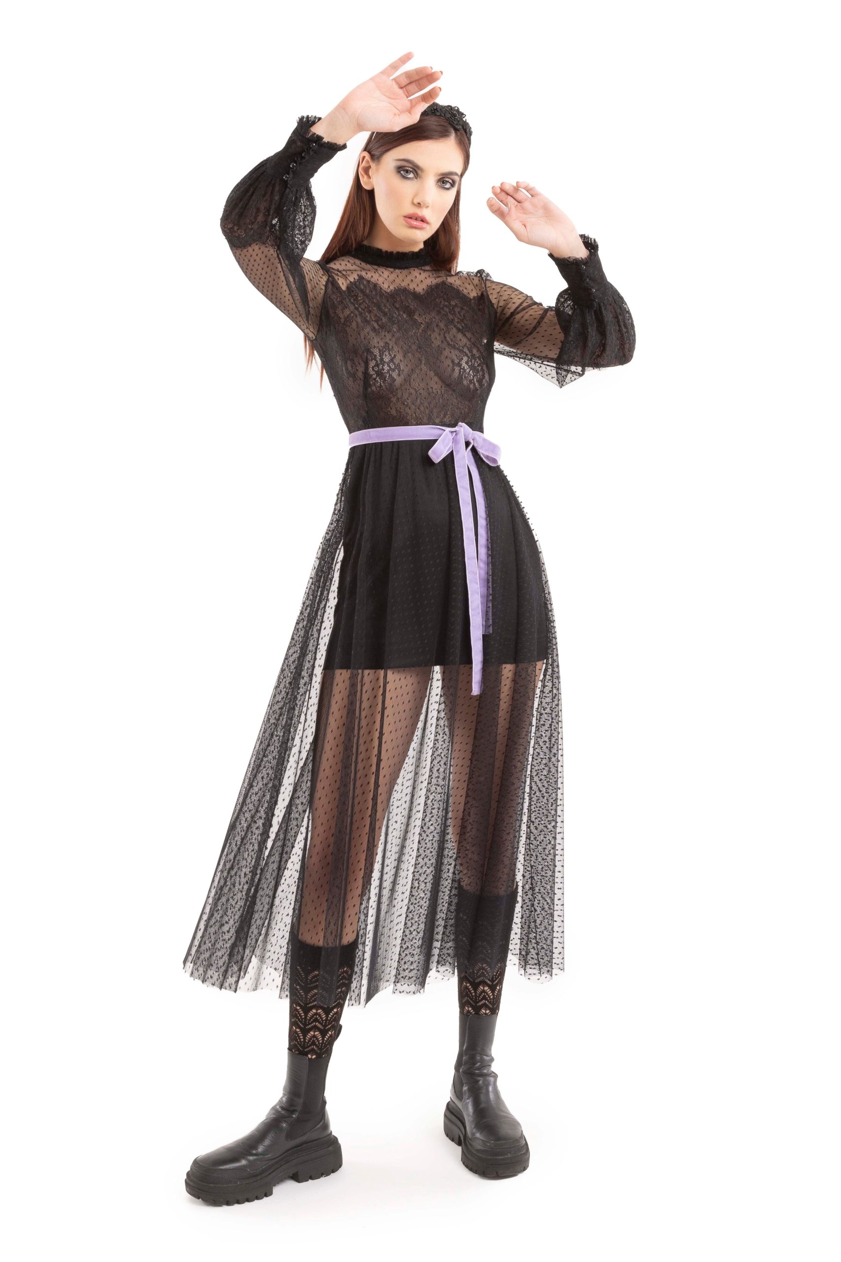 ABITO MIDI IN TULLE E PIZZO - immagine 3