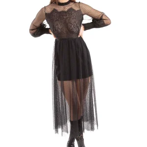 ABITO MIDI IN TULLE E PIZZO