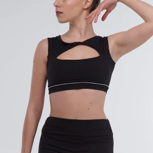 248 - CROP TOP EFFETTO SETA CON INSERTO LUMINOSO