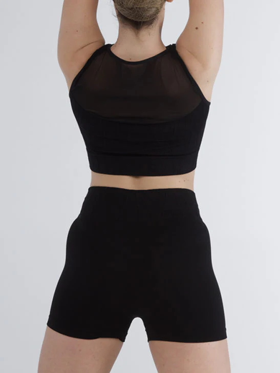 239 - CROP TOP SEAMLESS CON INSERTO TULLE E MOTIVO A RILIEVO - immagine 6