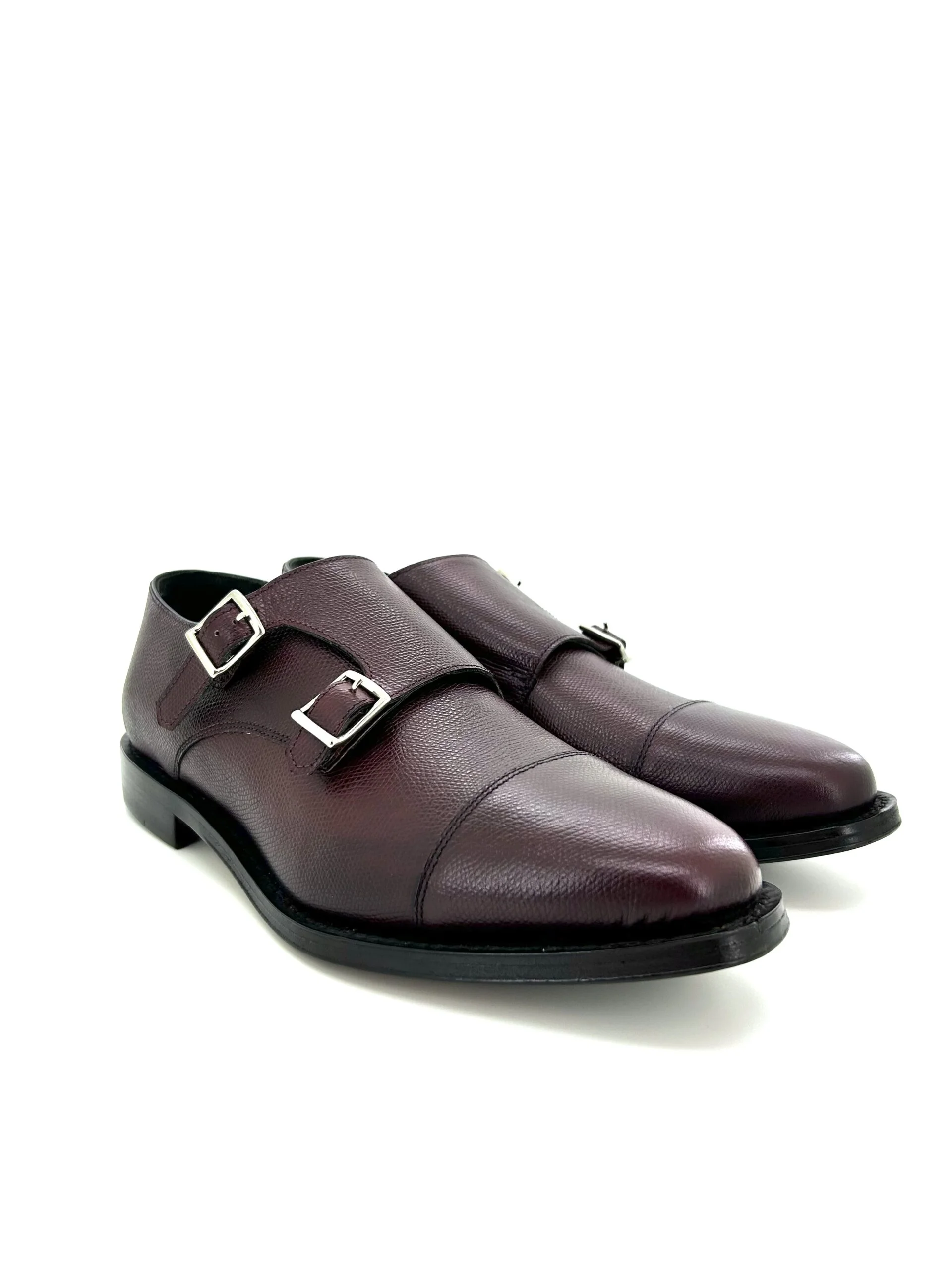 Andrea Ventura scarpe uomo, in pelle bordeaux martellato con doppia fibbia for Sir Wilson - immagine 2