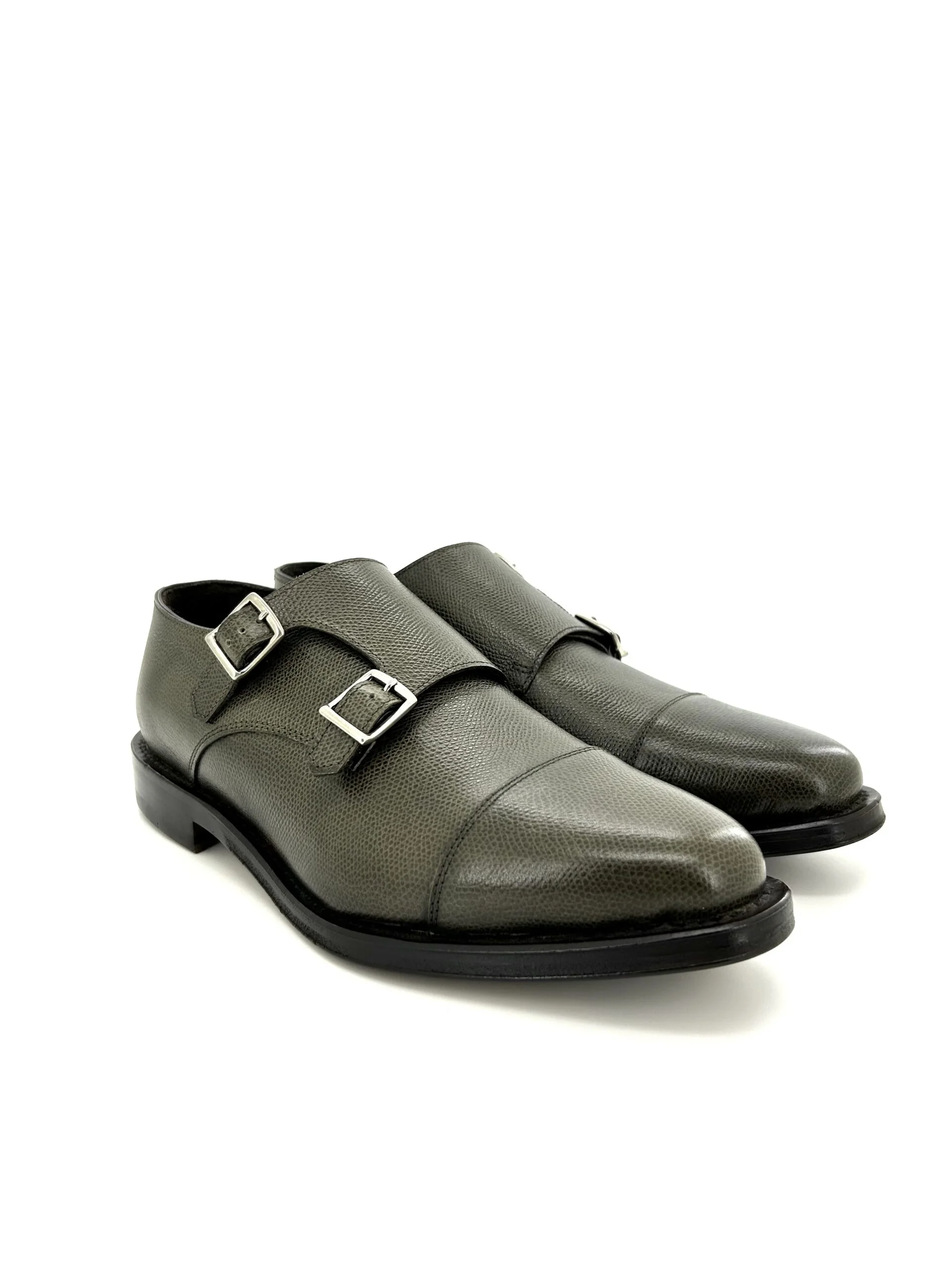 Andrea Ventura scarpe uomo, in pelle verde militare martellato con doppia fibbia for Sir Wilson - immagine 2