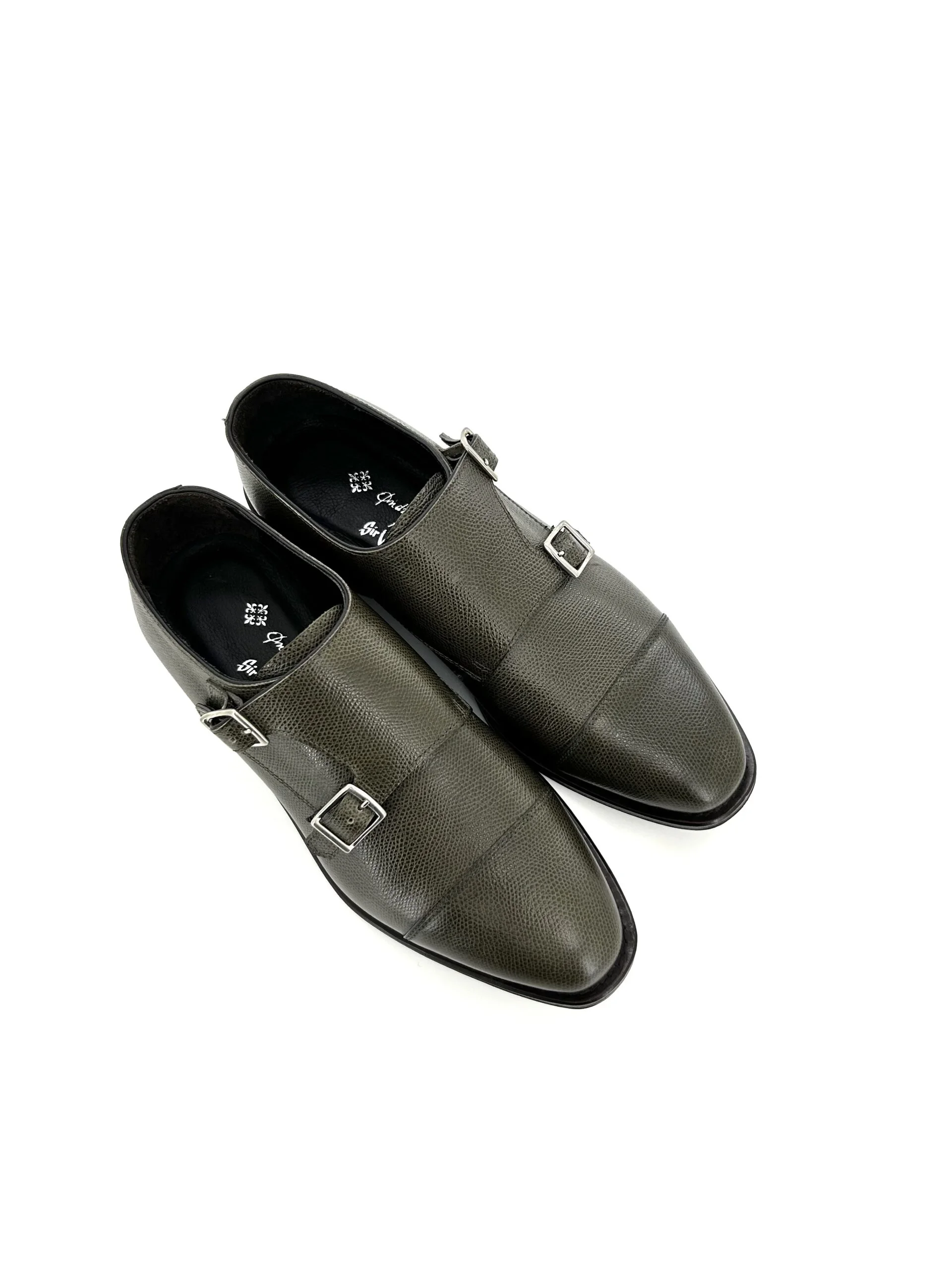 Andrea Ventura scarpe uomo, in pelle verde militare martellato con doppia fibbia for Sir Wilson - immagine 3