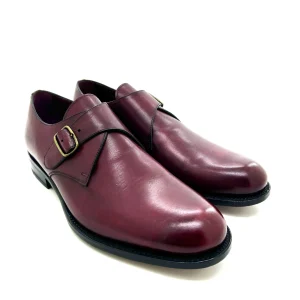 Sir Wilson scarpe uomo, in pelle bordeaux anticata con fibbia