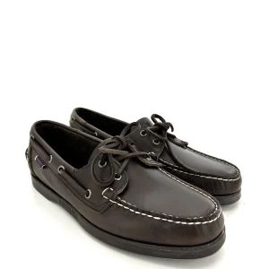 Sebago docksides, allacciata marrone, suola scura