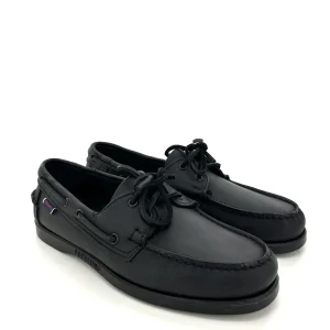 Sebago docksides, allacciata nera, suola scura