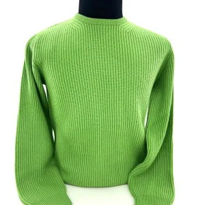 Maglia girocollo uomo, in cashmere costa inglese verde mela