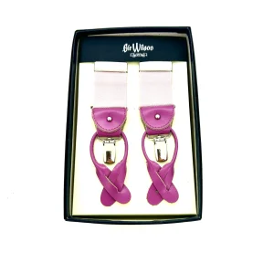 Bretelle uomo rosa, attacco con clips e bottoni