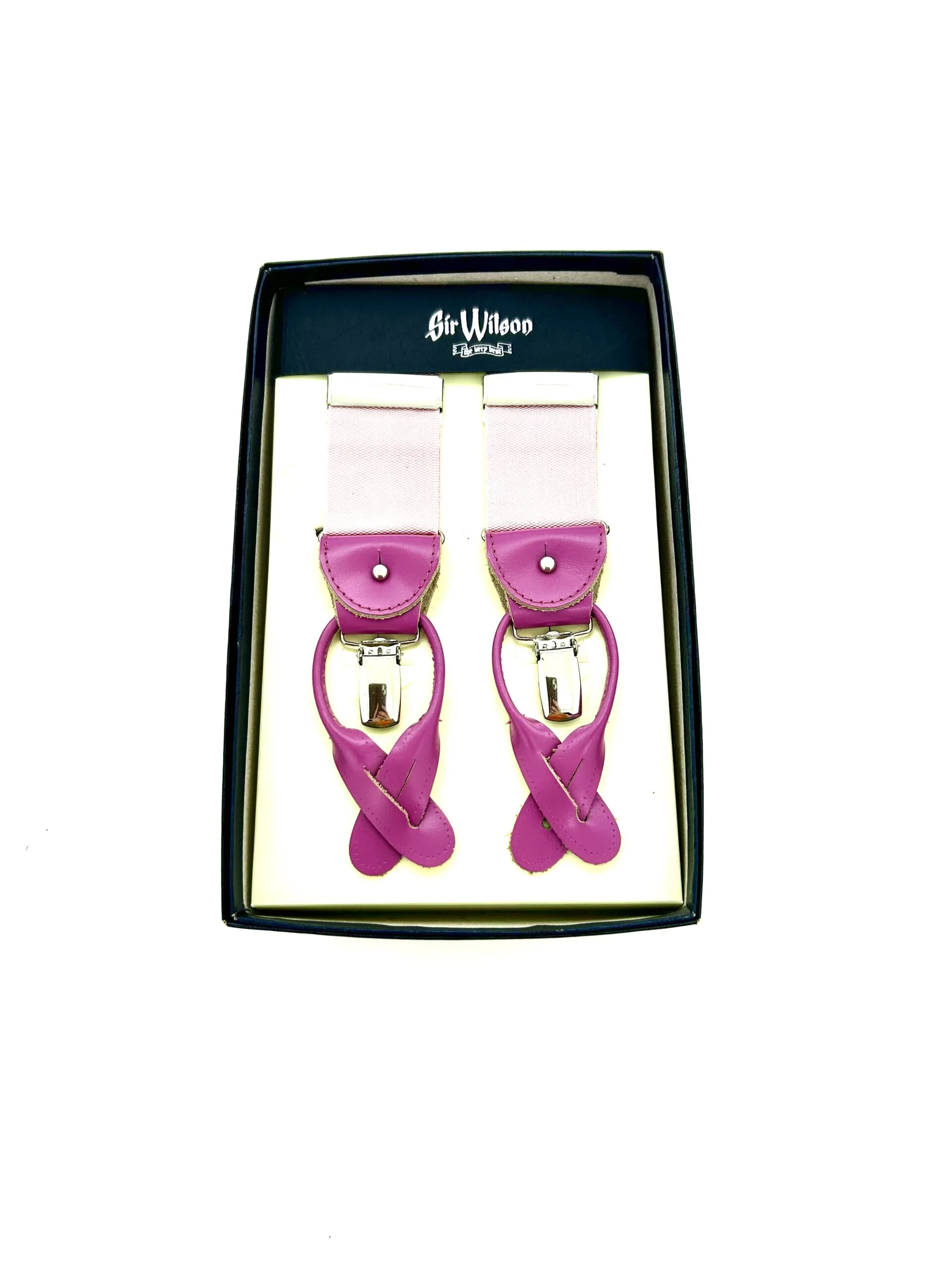 Bretelle uomo rosa, attacco con clips e bottoni - immagine 2