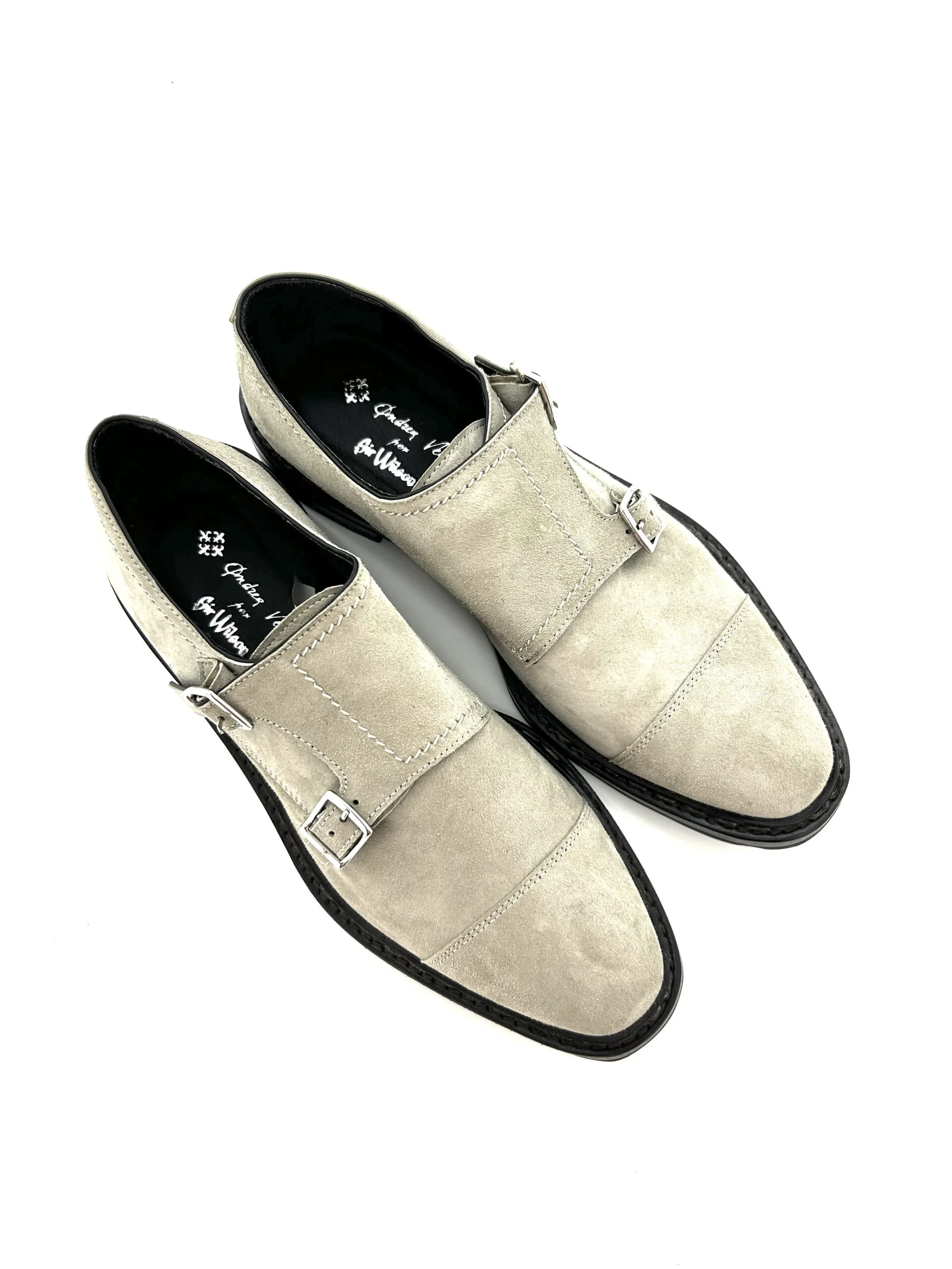 Andrea Ventura scarpe uomo, in pelle scamosciata sabbia con doppia fibbia for Sir Wilson - immagine 3