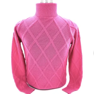 Dolcevita Sir Wilson in cashmere salmone , lavorazione rombi