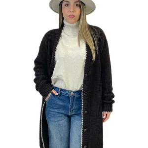 ACCADEMIA 20 MAXI_CARDIGAN MARRONE