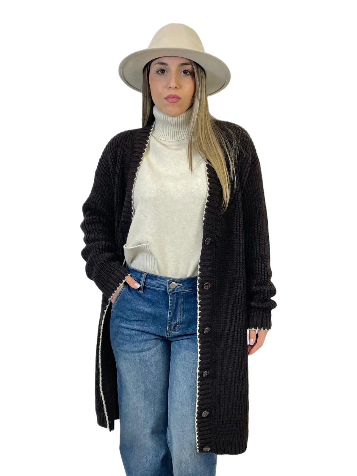 ACCADEMIA 20 MAXI_CARDIGAN MARRONE - immagine 2