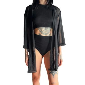 Kimono Trasparente con Stampa Animal Print per Competizioni