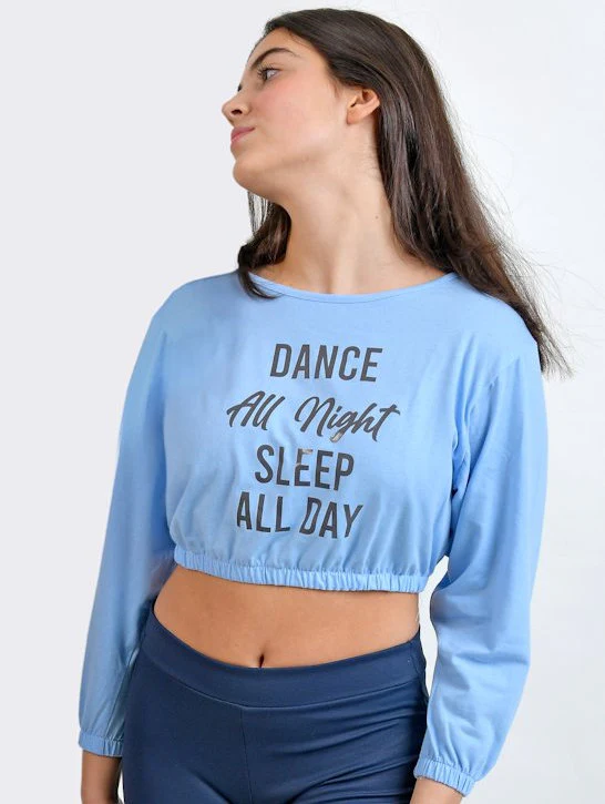 146 - MAGLIETTA IN JERSEY IN COTONE CON TAGLIO CROP, MANICA LUNGA E DETTAGLIO STAMPA - immagine 2