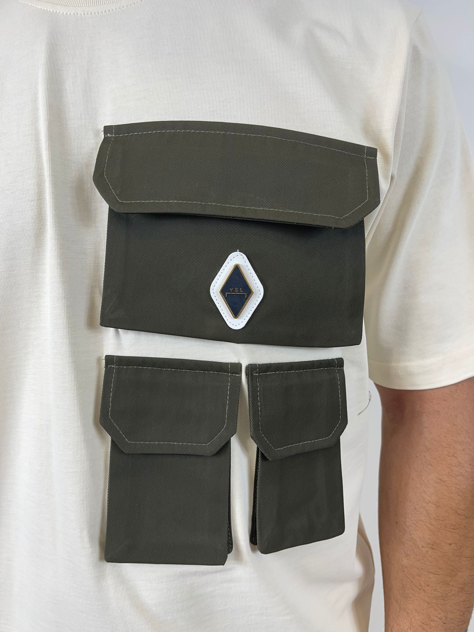 YES LONDON T-SHIRT BEIGE/VERDE XM4208 - immagine 5