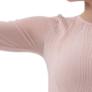 180 - T-SHIRT SEAMLESS CON MANICHE IN TULLE