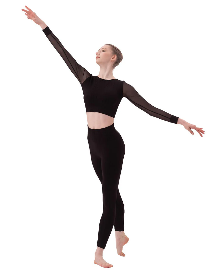 180 - T-SHIRT SEAMLESS CON MANICHE IN TULLE - immagine 5