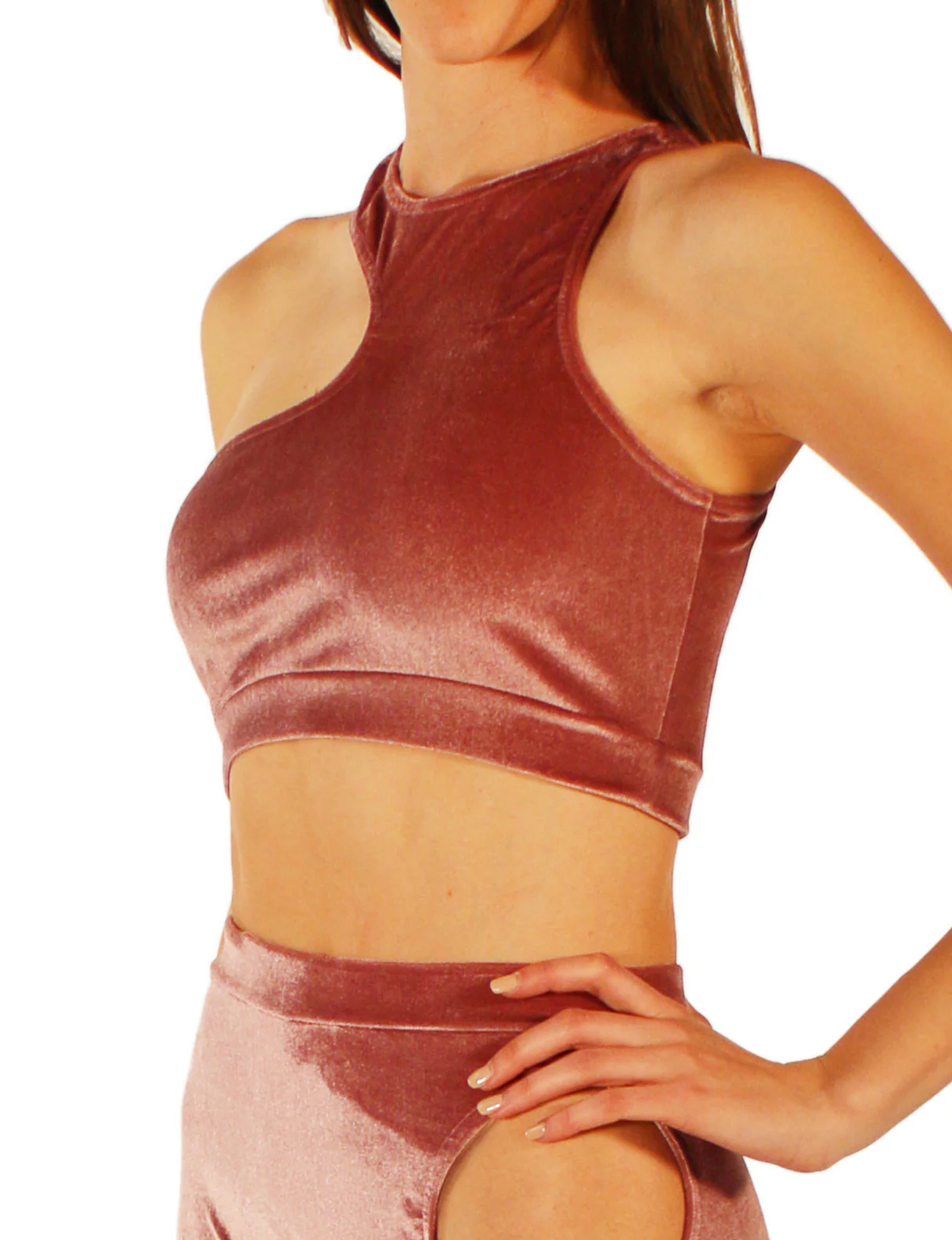 252 - TOP ASIMMETRICO IN VELLUTO ELASTICIZZATO - immagine 4