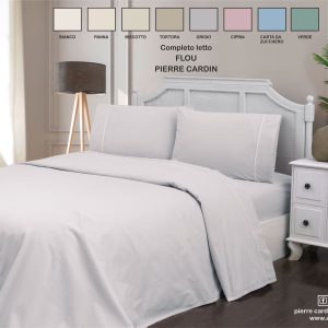 Pierre Cardin✨️ Completo lenzuola matrimoniale 100% cotone Made in italy (Perla/bianco)