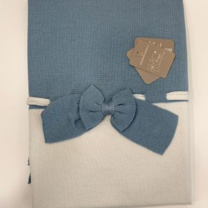 COPERTINA FIOCCO IN FILO DI COTONE ART.491 BIANCO/AZZURRO