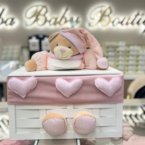 CESTA IN LEGNO TEDDY ROSA