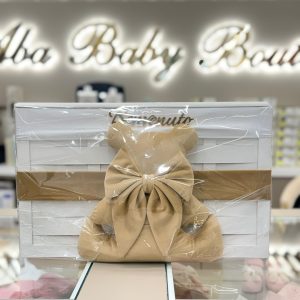 CESTA IN LEGNO BENVENUTO TEDDY BEIGE