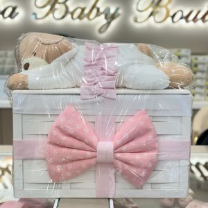 CESTA IN LEGNO BIG TEDDY ROSA