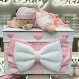 CESTA IN LEGNO TEDDY ROSA