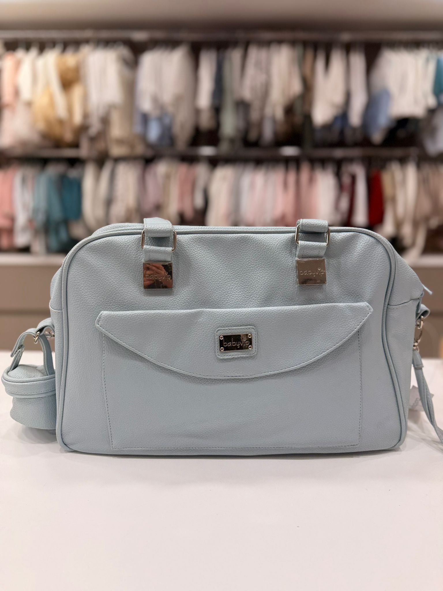 BABY VIP BORSA PASSEGGINO CON PORTACIUCCIO IN ECOPELLE CELESTE