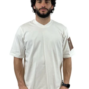 YES LONDON T-SHIRT BIANCA/CUOIO XM4170