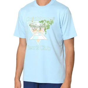 CASABLANCA TENNIS CLUB PASTELLE T-SHIRT PALE BLUE