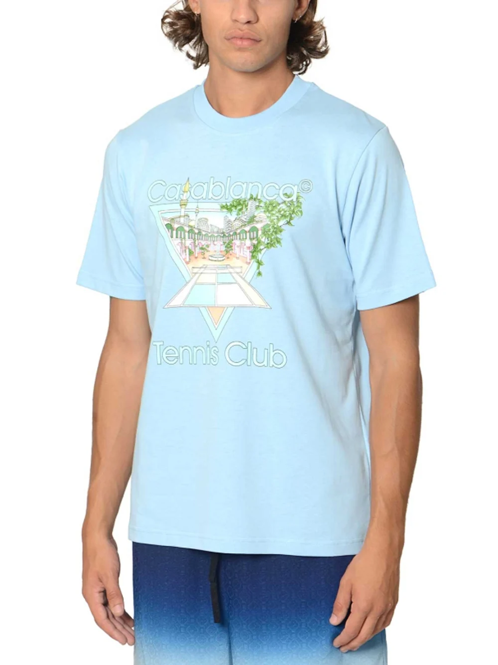 CASABLANCA TENNIS CLUB PASTELLE T-SHIRT PALE BLUE