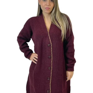 ACCADEMIA 20 MAXI-CARDIGAN BORDEAUX