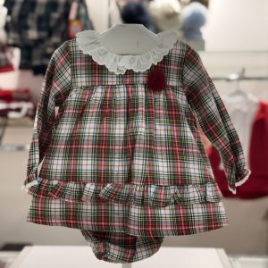 Sardon 
Vestito bambina natalizio con culotte coordinata art.023DU-409